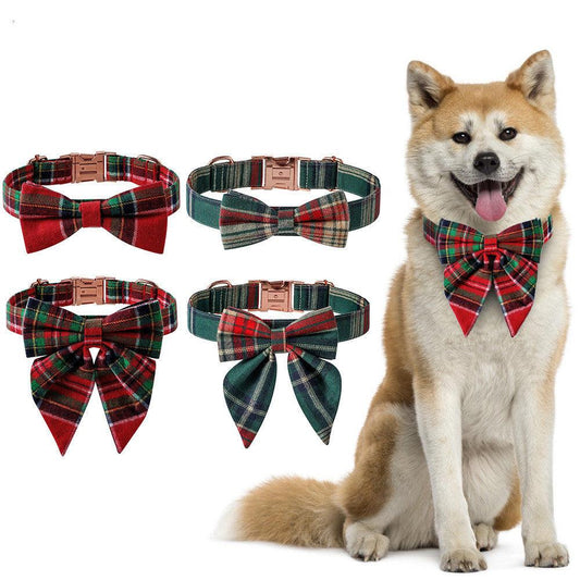 Festive Holiday Dog Collar With Rose Gold Buckle-0