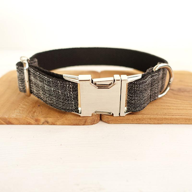 Thicken Soft Dog Collar Set - Elegant Black With Light Gold Accents-5