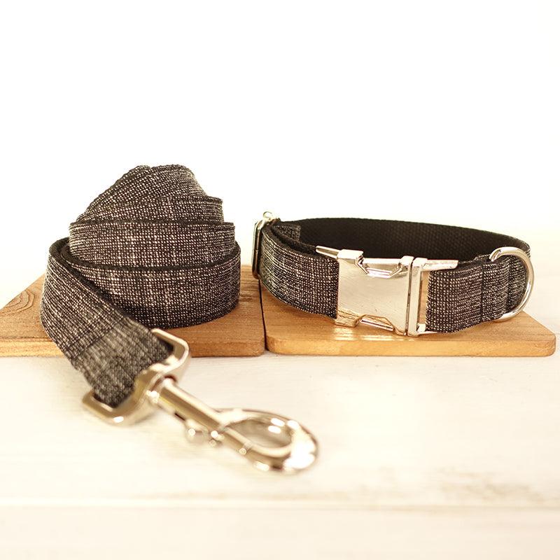 Thicken Soft Dog Collar Set - Elegant Black With Light Gold Accents-4