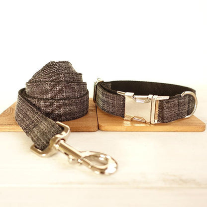 Thicken Soft Dog Collar Set - Elegant Black With Light Gold Accents-4