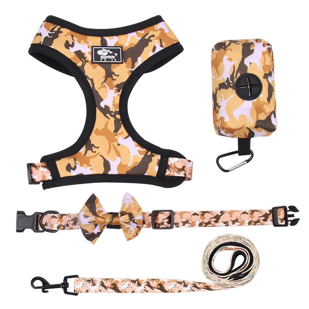 Camouflage Dog Chest Harness Set With Printed Polyester Strap-3