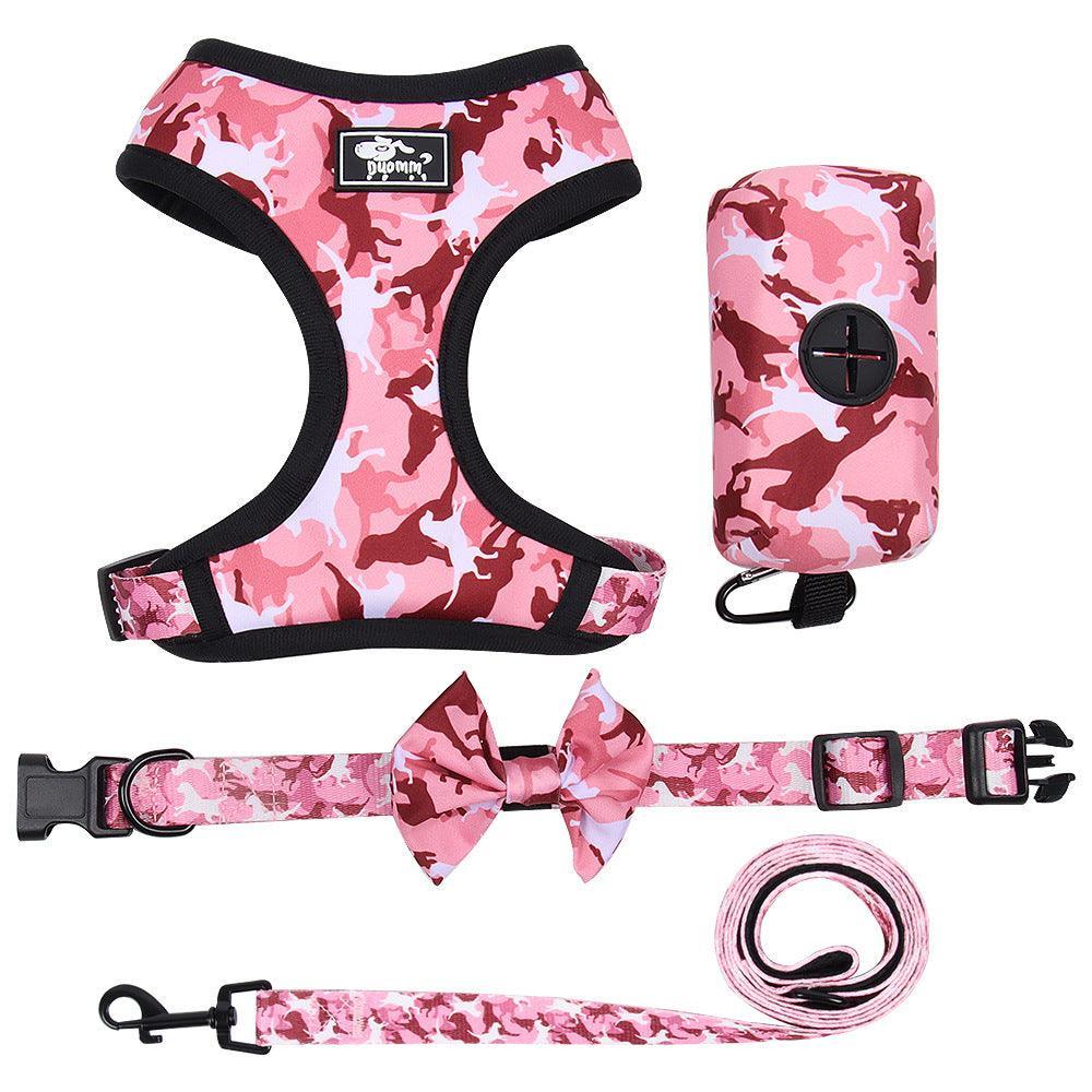 Camouflage Dog Chest Harness Set With Printed Polyester Strap-1