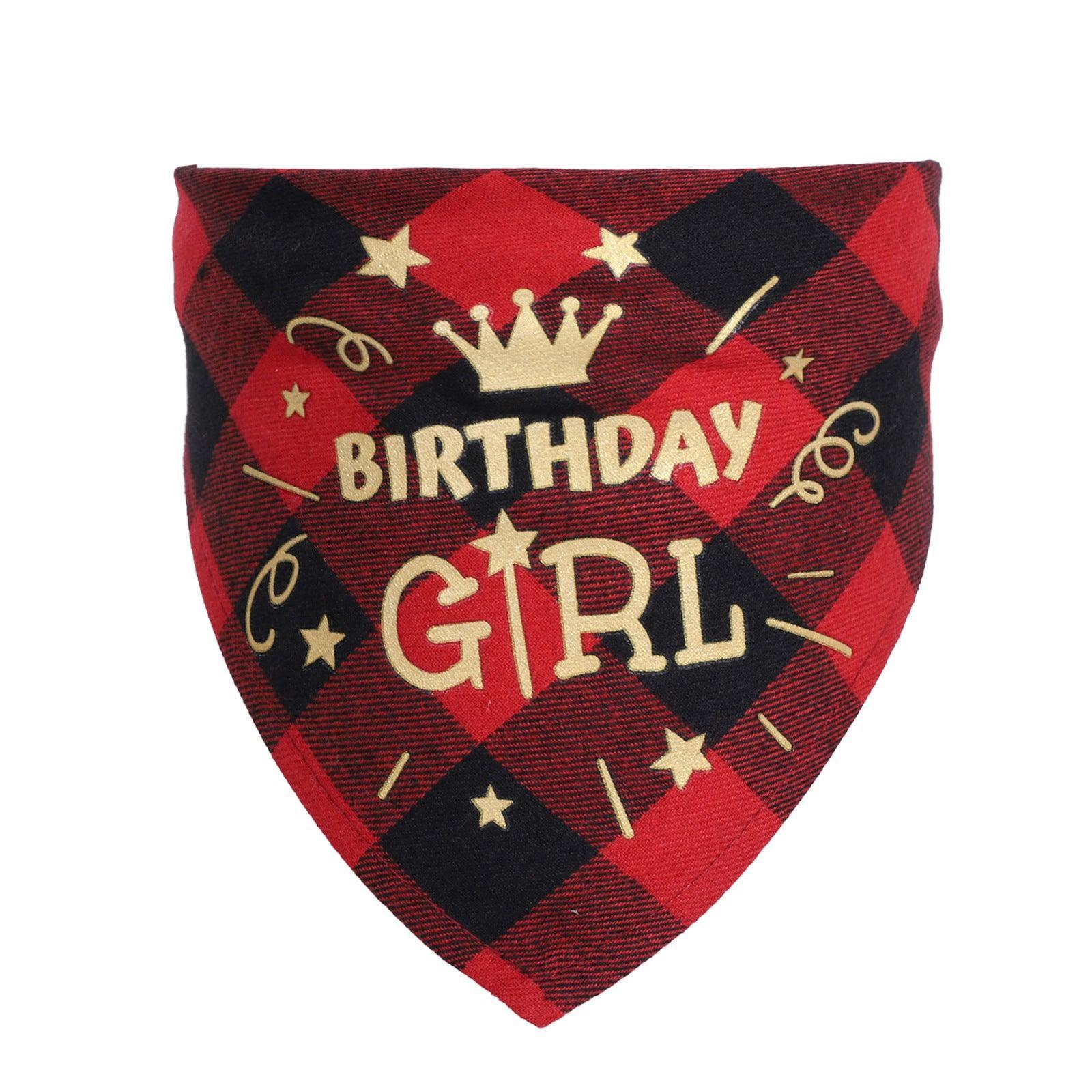 Checkered Cotton Pet Scarf - Stylish Birthday Party Accessory For Cats And Dogs-2