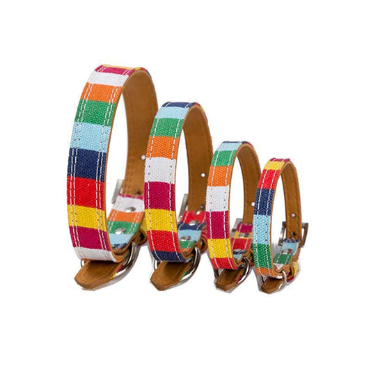 Colorful Rainbow Pu Leather Pet Dog Collar - Designer Collar For Big And Small Dogs-0