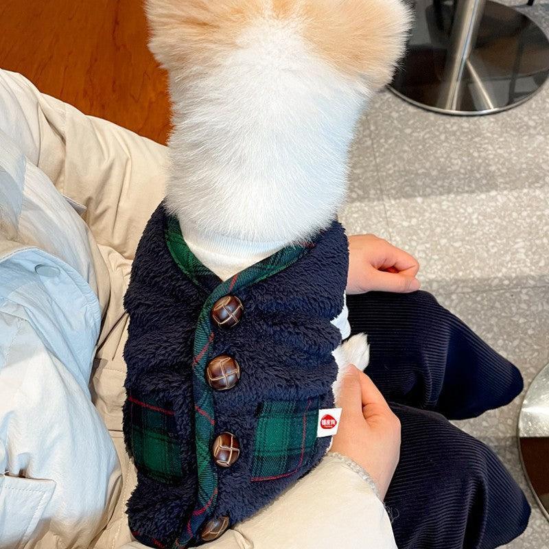 Cozy Canine Christmas Ensemble: Two-Piece Vest Sweater Coat And Scarf-0