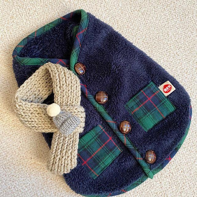Cozy Canine Christmas Ensemble: Two-Piece Vest Sweater Coat And Scarf-2