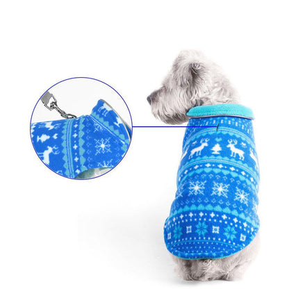 Cozy Christmas Printed Polar Fleece Double-Sided Dog Jacket-3
