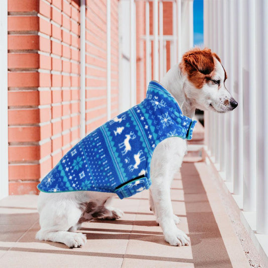 Cozy Christmas Printed Polar Fleece Double-Sided Dog Jacket-0