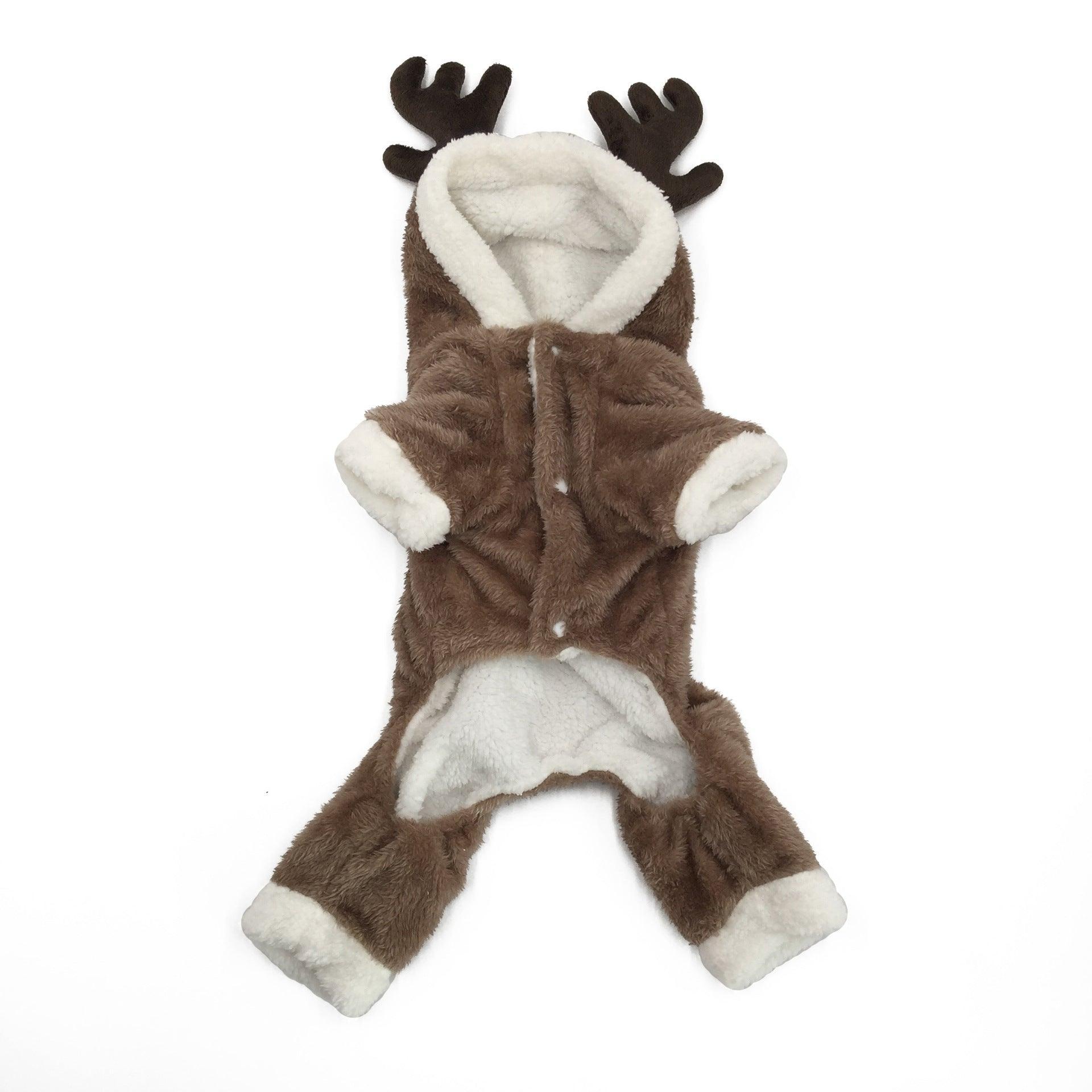 Cozy Coral Fleece Elk Christmas Dog Clothes-2
