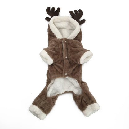Cozy Coral Fleece Elk Christmas Dog Clothes-2