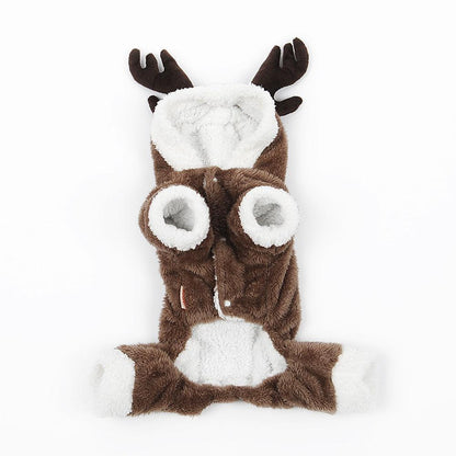 Cozy Coral Fleece Elk Christmas Dog Clothes-0