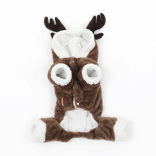 Cozy Coral Fleece Elk Christmas Dog Clothes-0
