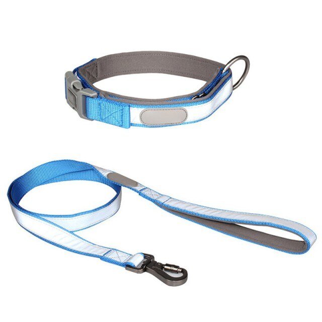 Dog Collars and leash Set Reflective Pet Dog Tag Collar Leash Lead For Small Medium Large Dogs Pitbull Bulldog Pugs-6
