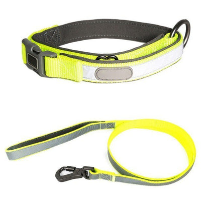 Dog Collars and leash Set Reflective Pet Dog Tag Collar Leash Lead For Small Medium Large Dogs Pitbull Bulldog Pugs-5