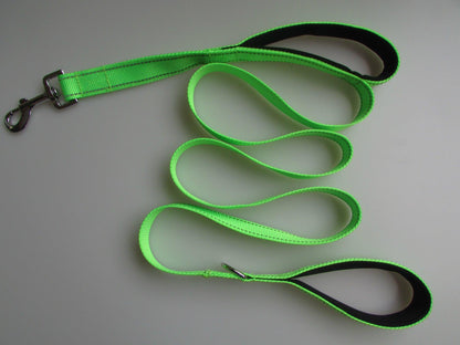Double Distance Reflective Nylon Pet Leash With Metal Buckle And Handle-4