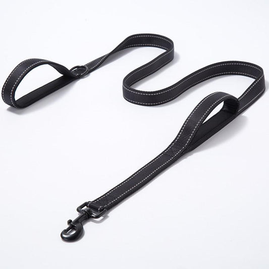 Reflective Nylon Double Thickened Dog Leash - Enhanced Visibility And Durability-0