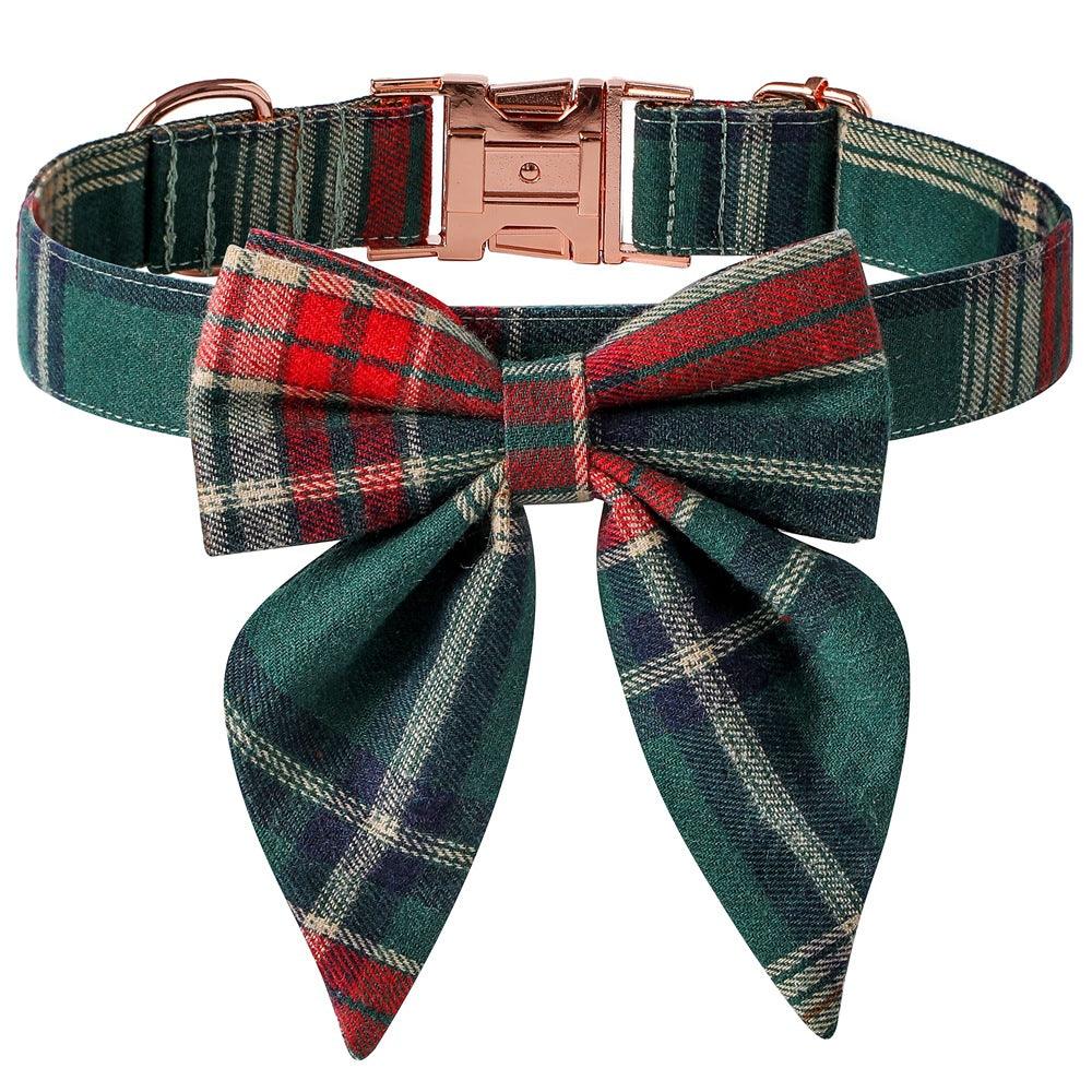 Festive Holiday Dog Collar With Rose Gold Buckle-1