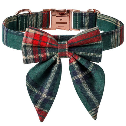 Festive Holiday Dog Collar With Rose Gold Buckle-1