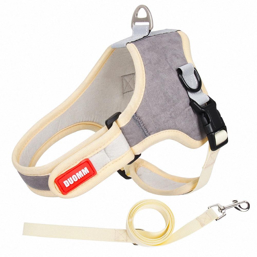 Luxury Suede Dog Harness Set: Stylish Leash And Adjustable Chest Strap For Pet Comfort-7