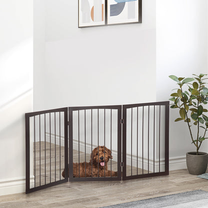 Folding 3 Panel Pet Gate Wooden Foldable Dog Fence Indoor Free Standing Safety Gate Portable Separation Pet Barrier Guard-1