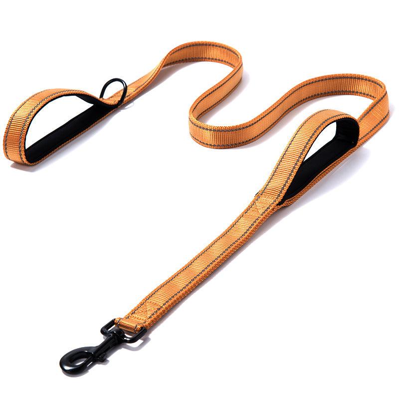 Reflective Nylon Double Thickened Dog Leash - Enhanced Visibility And Durability-1