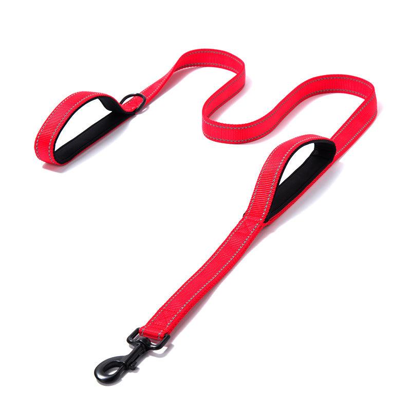 Reflective Nylon Double Thickened Dog Leash - Enhanced Visibility And Durability-4