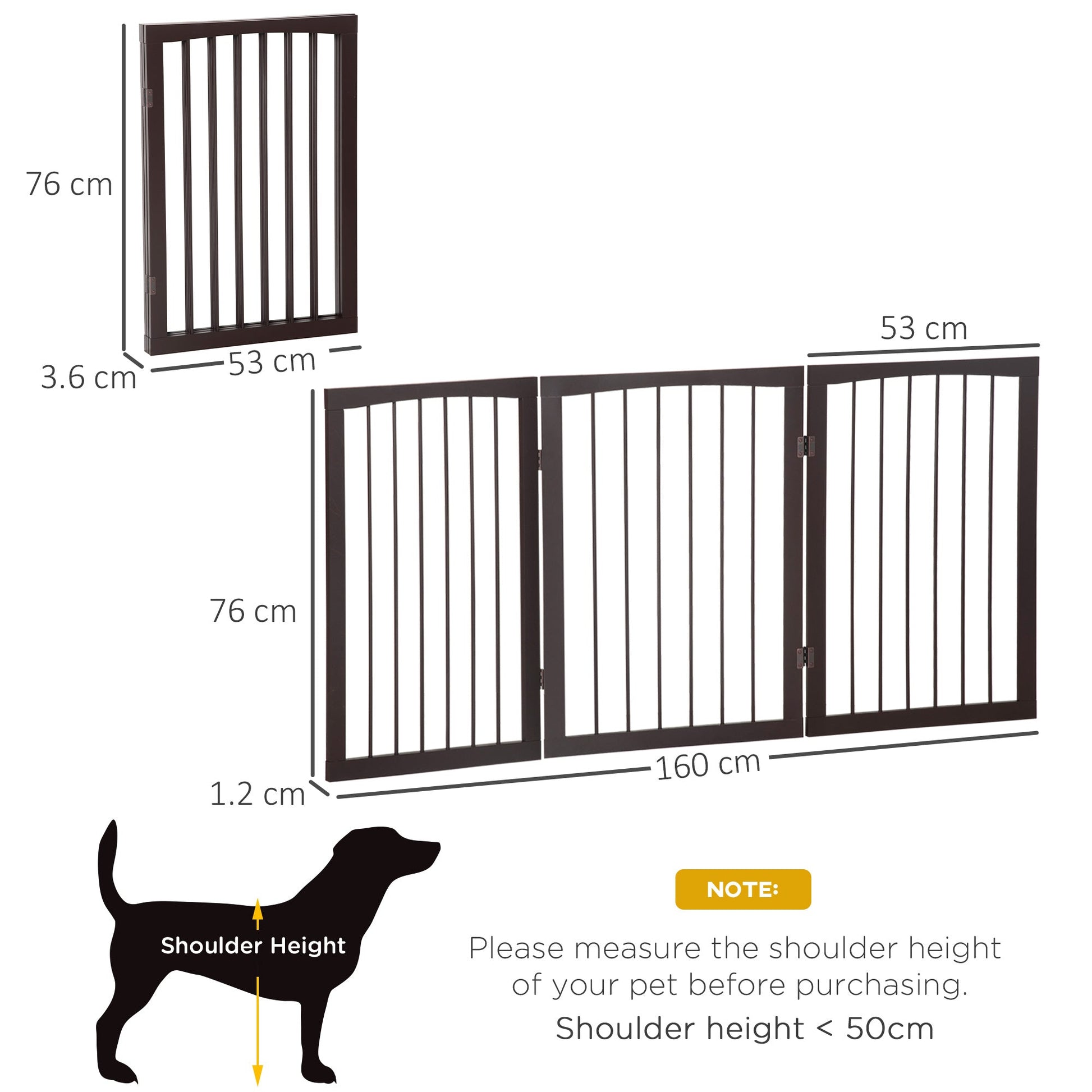 Folding 3 Panel Pet Gate Wooden Foldable Dog Fence Indoor Free Standing Safety Gate Portable Separation Pet Barrier Guard-2