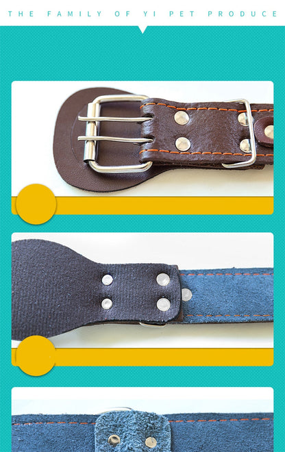 Pet Dog Collar Durable Leather Neck Strap Soft PU Leather Necklace Personalized Adjustable Collars for Large Dogs Pet Supplies-2