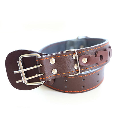 Pet Dog Collar Durable Leather Neck Strap Soft PU Leather Necklace Personalized Adjustable Collars for Large Dogs Pet Supplies-4